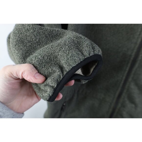 Vtg 90s Eddie Bauer Mens 2XL XXL Faded Fleece Full Zip Jacket Green Polyester - Picture 4 of 14